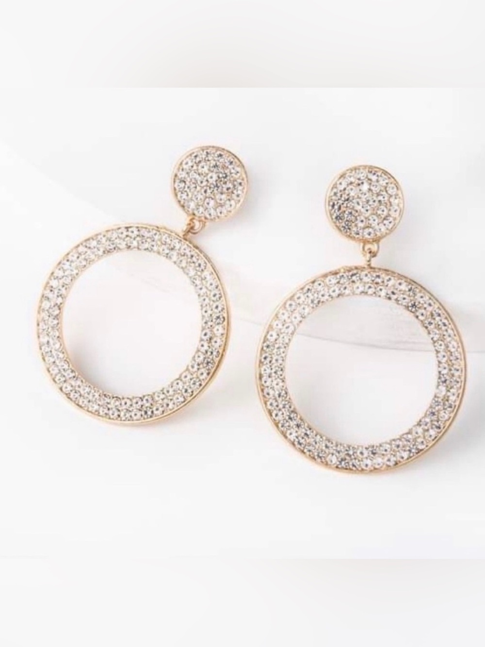 Plunder Gold-Tone Crystal Open Circle Drop Earrings